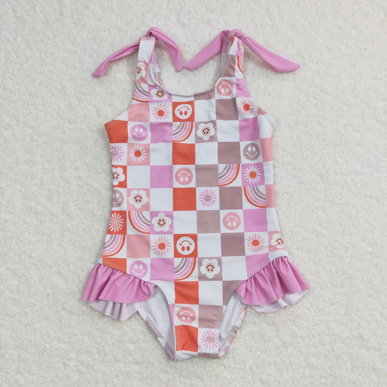 Retro Checkered Onepiece Swimsuit