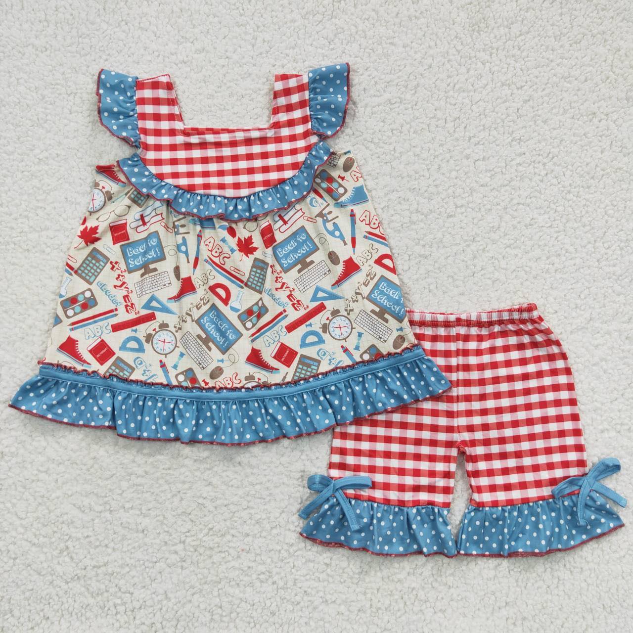 B2S checkered short set