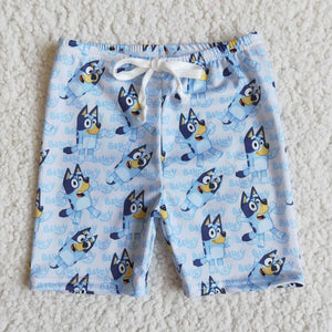 Long Blue Dog Swim Trunks