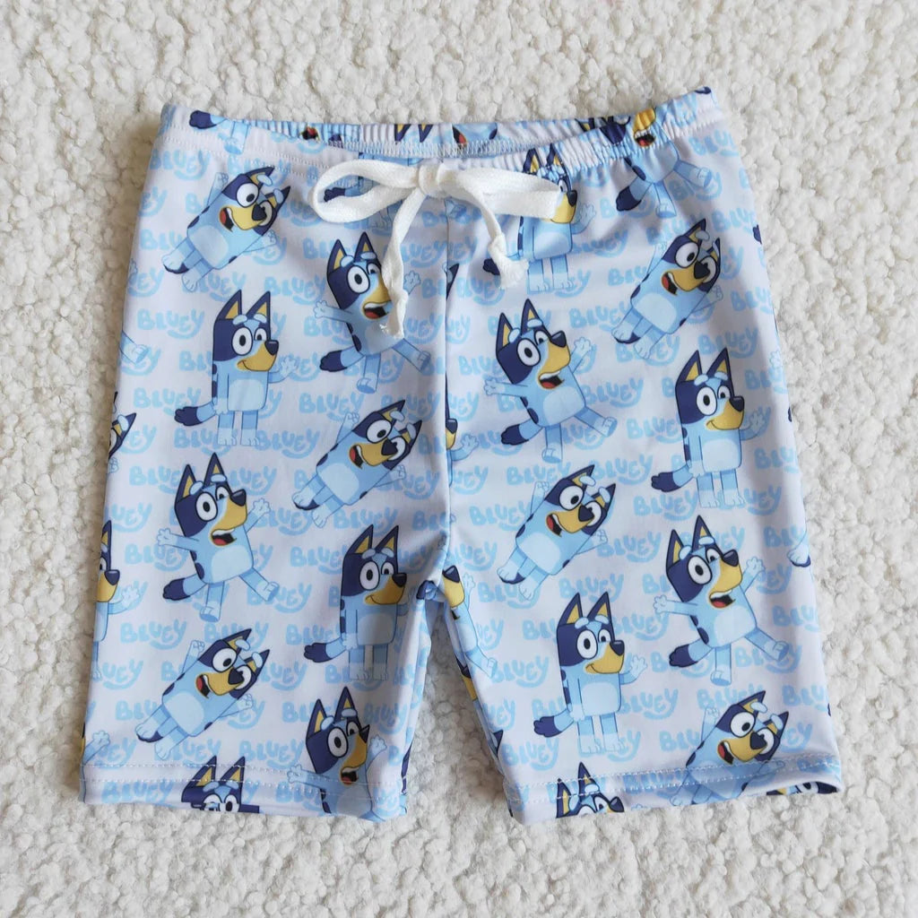 Long Blue Dog Swim Trunks