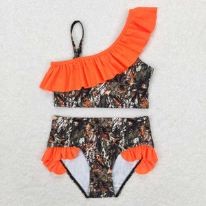 Orange Camo Two Piece Swimsuit
