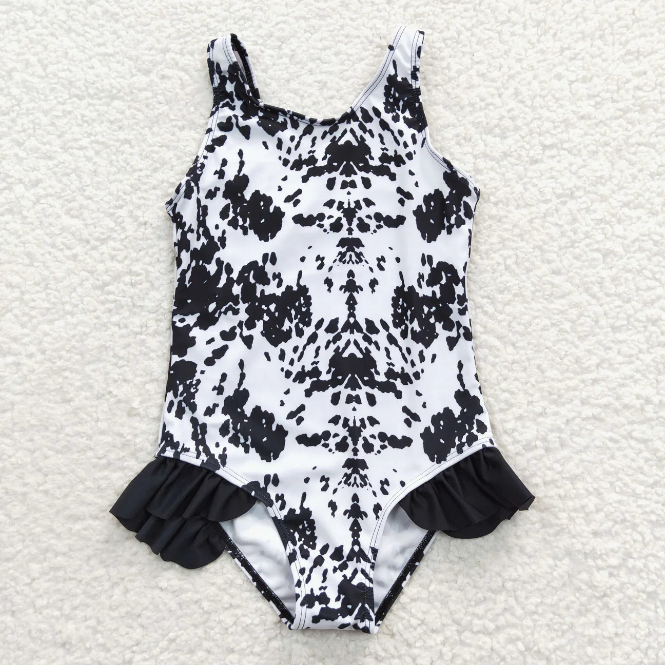 B&W Cow Print Onepiece Swimsuit