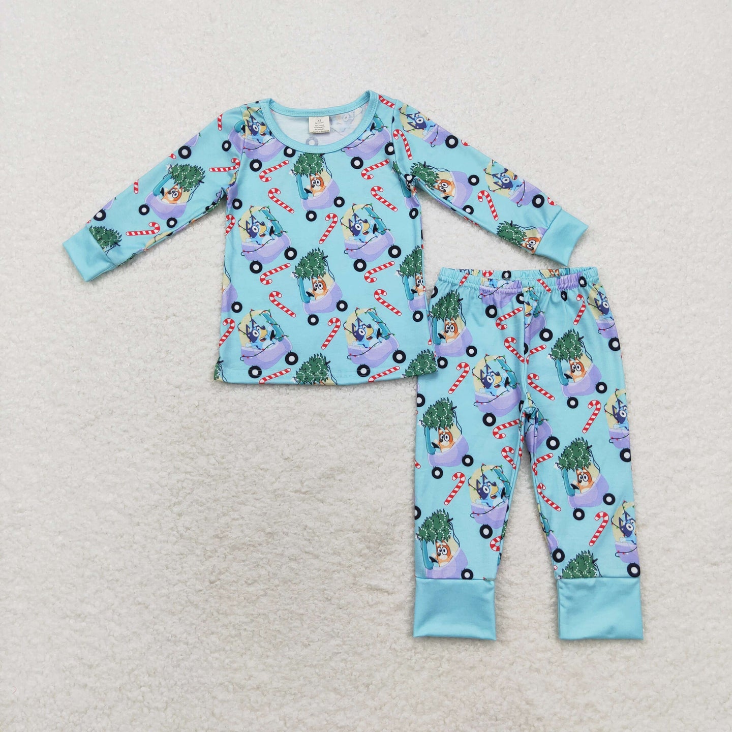 Bamboo  blue doge Christmas car pajama set