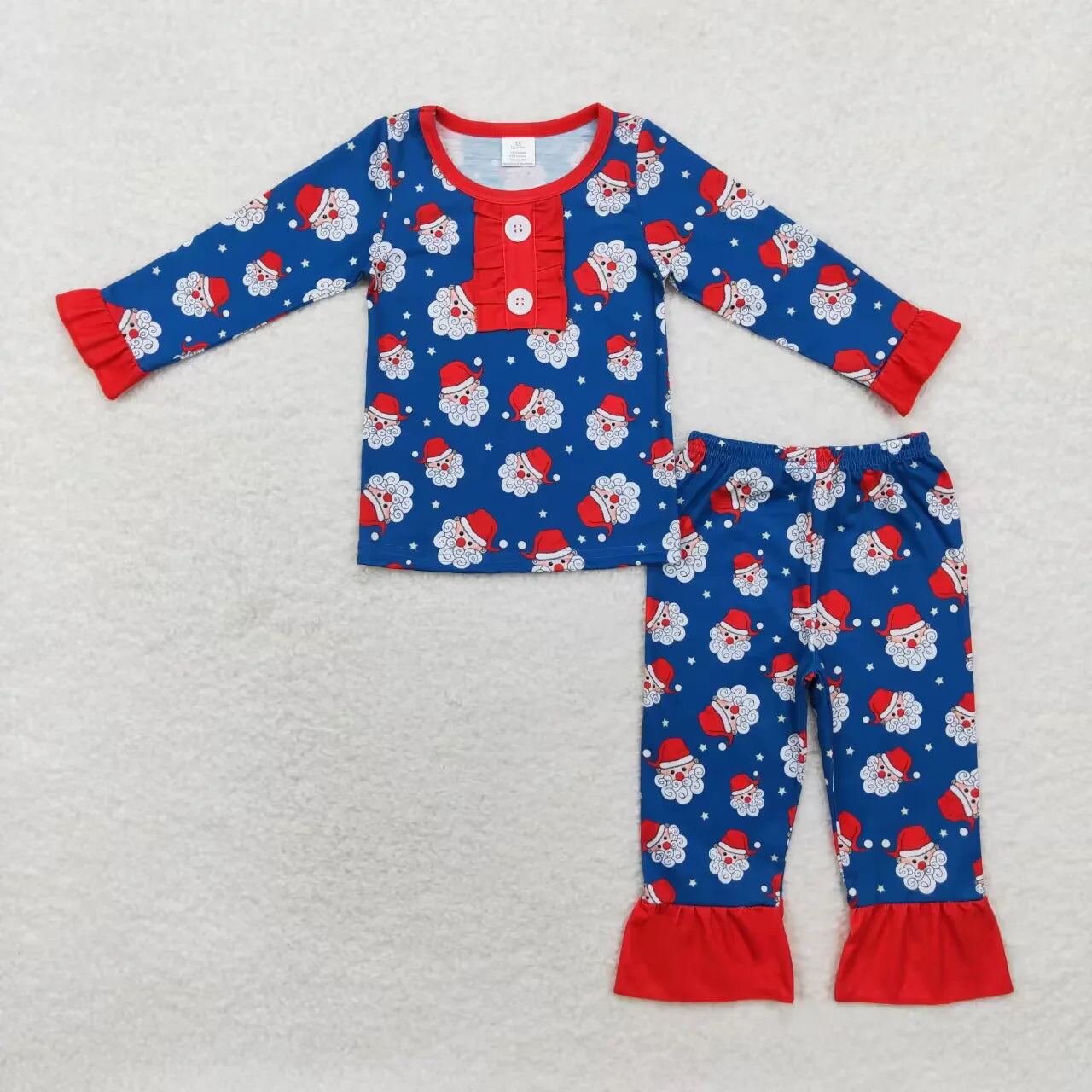 Bamboo cartoon Santa ruffled pajama set