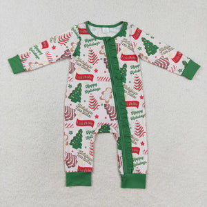 Bamboo happy holidays cake tree ruffled romper