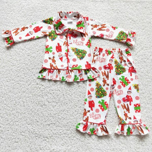 Christmas on the shelf ruffled pajama set