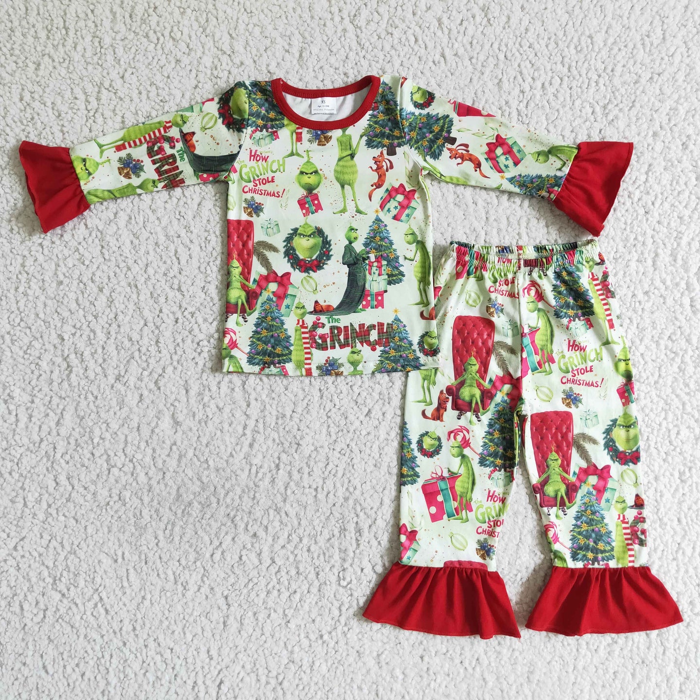 Green Christmas - Chair Ruffled pajama set