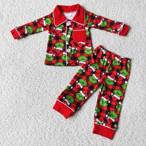 Green Christmas - red plaid pajama set