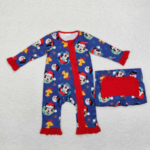 Cartoon Moues Christmas Ruffled Romper