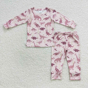 Christmas Dinosaur Pink pajama set
