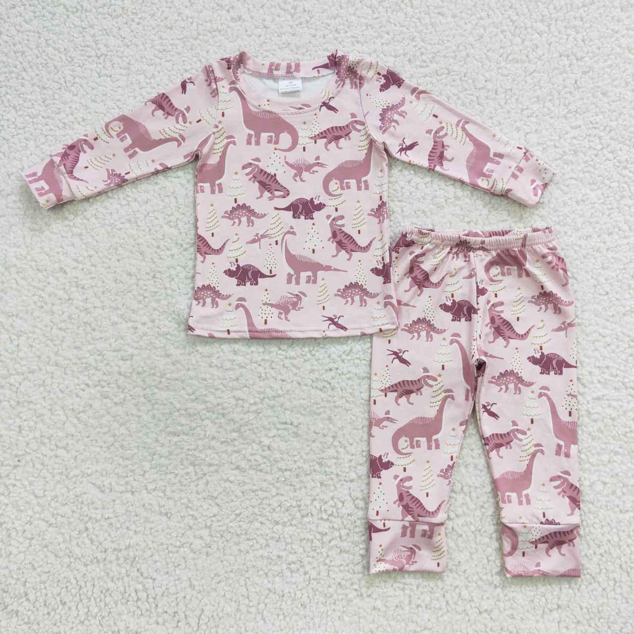 Christmas Dinosaur Pink pajama set