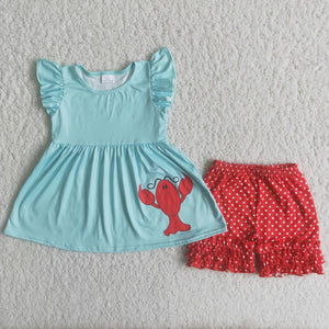 Doted crawfish short set