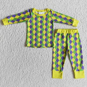 Mardi Gras diamond pant set