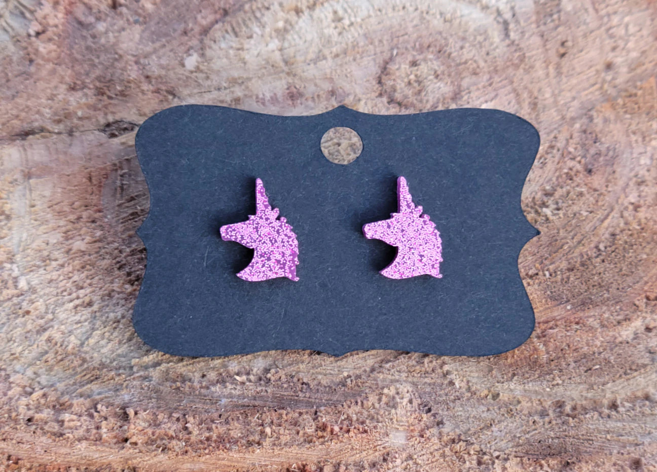 Pink Glitter Unicorn Earrings